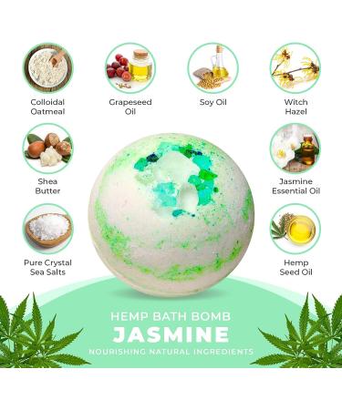 7Leaves Nature Hemp Bath Bomb Jasmine - Large 6oz All-Natural Fizzies for Skin Moisturizing - Buy Online on GoSupps.com