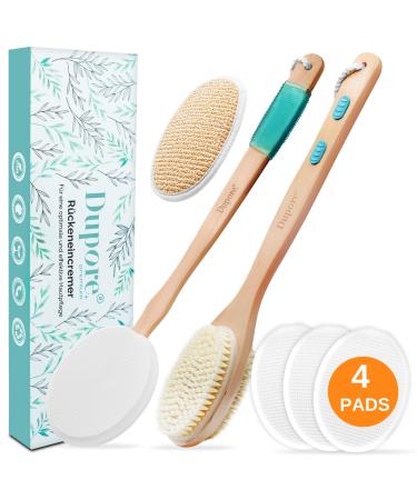 Dupore Premium Creaming aid for back + back brush bathing brush - Backing Cream Aid - Body brush shower - New 2024 - Back images - 4 pads - back cream - Gentle skin care back brush + accumulator Lotus