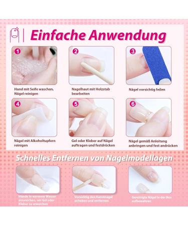 Buy Oval Short Artificial French Press-On Nails - Mrcuvaryas Soft Gel Nail Tips with Pink Stars | International Shipping - Buy Online on GoSupps.com