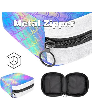 Giapb Sanitary Napkin Storage Bag | Period Tampon Makeup Pad Pouch | Blue Pink Fish Scales Design - Buy Online on GoSupps.com
