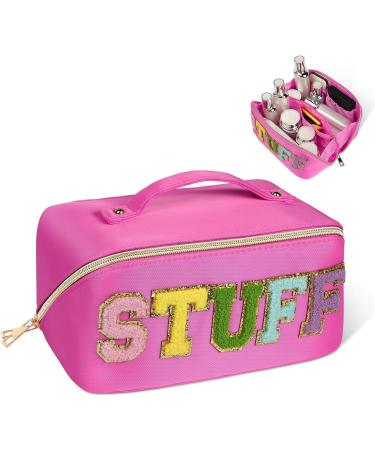 Aucuu Premium Nylon Cosmetic Bag Travel Organizer - Large Capacity Waterproof Zipper Bag for Women (Pink) - Buy Online on GoSupps.com