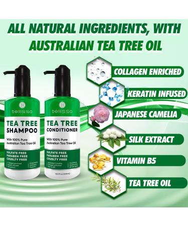 Tea Tree Oil Shampoo & Conditioner Set | Anti-Dandruff, Sulfate & Paraben Free, Itchy Scalp Treatment for Men & Women - 2 x 16.9 Fl Oz - Buy Online on GoSupps.com