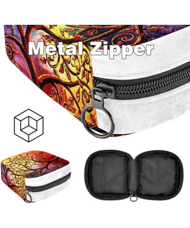 Abstract Art Tree & Leaf Color Sanitary Napkin Storage Bag - Period Pad Tampon Makeup Pouch - Buy Online on GoSupps.com