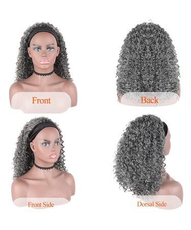 CINHOO Grey Curly Wave Headband Wig for Black Women - 15 Inch Synthetic Half Wig with Attached Headband - Afro Kinky Curly Style - Buy Online on GoSupps.com