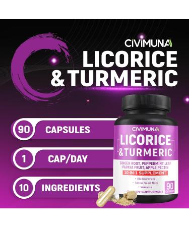Licorice Capsules with Licorice Turmeric Root Ginger Root Peppermint Leaf Papaya Fruit- 3 Months Supply - Buy Online on GoSupps.com