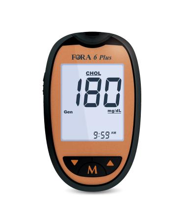 Fora 6 Plus Multifunctional system blood sugar (BG) hematocrit (HCT) hemoglobin (HB) ß-keton (KB) uric acid (UA) and cholesterol (TCH) without test strips 1 piece (1-pack) blood sugar measuring device - Buy Online on GoSupps.com