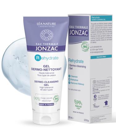 Rehydrate Organic Dermo Cleansing Gel - Gentle Daily Facial Cleanser - Sensitive Skin Approved - Leaves Skin Feeling Smooth & Hydrated - 6.75 Fl oz