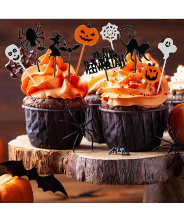 Tioncy 200 Pcs Halloween Cupcake Toppers Halloween Plastic Picks Halloween Food Picks Funny Plastic Picks Ghost Pumpkin Spiders Bat Skull Cupcake Toppers for Halloween Birthday Themed Party Food Fruit - Buy Online on GoSupps.com