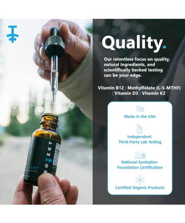 Protekt Resilient Liquid Vitamin B12 D3 K2 Tincture with Methylfolate - Energy Supplement for Recovery, Sleep, and Mood - Natural Berry Flavor - 30ml, Made in USA - Buy Online on GoSupps.com