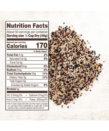 Roland Foods Organic Tri-Color Quinoa 5lb Bag - Pre-washed, Gluten-Free, Whole Grain - Pack of 1 - Buy Online on GoSupps.com