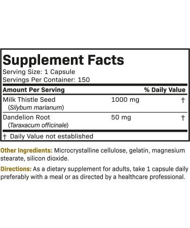 Futurebiotics Milk Thistle 1000mg with Dandelion Root - 150 Capsules for Liver Health Support - Buy Online on GoSupps.com