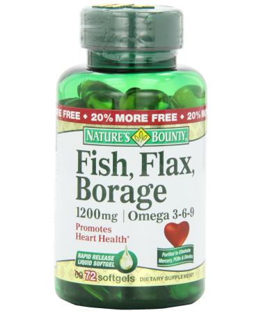 Nature's Bounty Fish Flax Borage 1200 mg 72 Rapid Release Softgels
