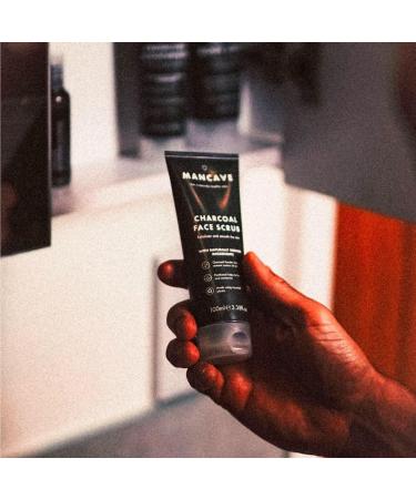 ManCave Charcoal Face Scrub 100ml - Exfoliate & Smooth Skin, Vegan & Cruelty Free, Dermatologically Tested - Made in England - Buy Online on GoSupps.com