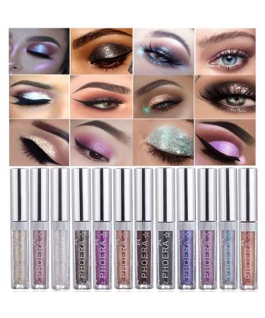 Corleone Eyeshadow Liquid  Liquid Glitter Eyeshadow  Waterproof Shining Eyeliners  Long Lasting  Quick-Drying  Multi-Dimension (12 Colors)