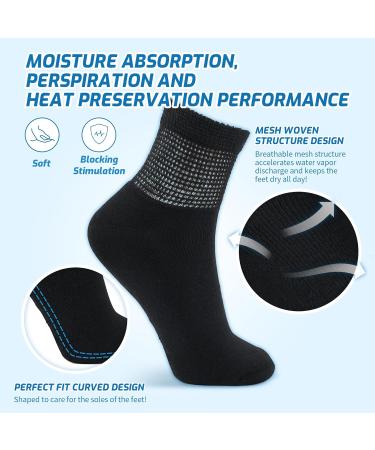 LIN Diabetic Socks 12 Pairs for Men & Women - Non-Binding Circulatory Extra Wide Top Socks for Edema, Neuropathy, Lymphedema - Size 13-15 - Buy Online on GoSupps.com