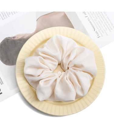Jumbo Silk Stain Scrunchies for Women - Oversize Luxury Hair Ties - Milky White - Buy Online on GoSupps.com