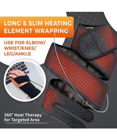 Heating Pad for Pain Relief - Long Small Wrap for Hands, Elbow, Knee, Ankle - Ideal for Golfers & Tennis Elbow, Carpal Tunnel, Arthritis - 1 pc Black - Buy Online on GoSupps.com