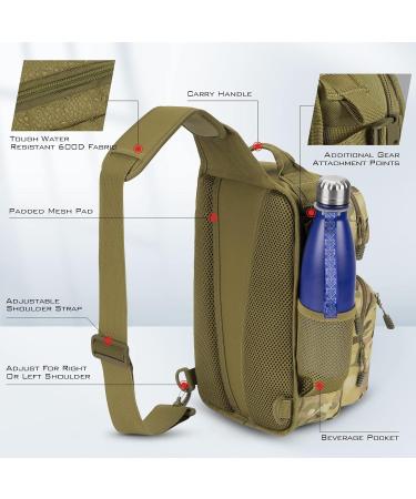 KastKing BlowBak Tactical Fishing Sling Backpack - Lightweight Tackle Storage Bag for Fishing, Hiking, Hunting, Camping - Khaki Camo - Buy Online on GoSupps.com