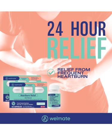 WELMATE Heartburn Relief Bundle 24HR + Fast Acting Acid Reducers Esomeprazole 42ct + Famotidine 300ct - Buy Online on GoSupps.com