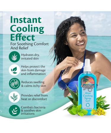 Caribbean Breeze Aloe Cooling Spray Gel | Sunburn Relief with Mango Lime & Tea Tree | Vitamin-Enriched 8.5 oz - Buy Online on GoSupps.com