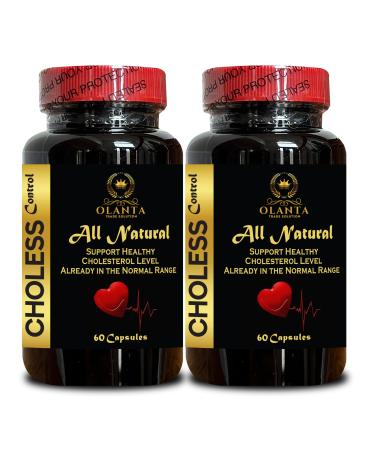Natural Choless Control Herbal Complex | Support Healthy Cholesterol Levels Formula for Men & Women | Plant Sterols & Niacin - 2 Bottles 120 Capsule