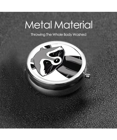 Cartoon Cute Raccoon Mini Round Pill Box - 3 Compartment Portable Pill Organizer for Travel Home & Office - Buy Online on GoSupps.com