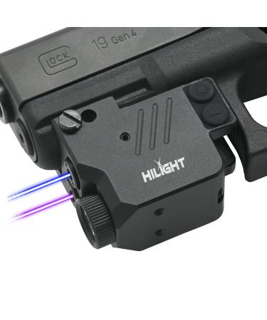 HiLight P3PBL Blue & Purple Laser Light Combo for Handgun 500 Lumens, 3in1 Gun Beam, Compact Laser with Rechargeable Battery, Hard Anodized Aluminum, Blue and Purple Glock Beam for Gun