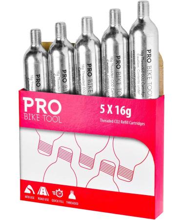 Threaded CO2 Cartridges 16g 5 Pack for Bike Tire Inflators - Quick Air Refill for Road & MTB Bikes - Buy Online on GoSupps.com