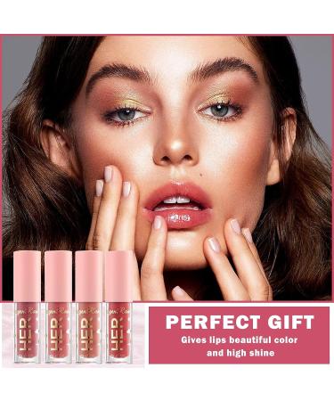 4Pcs Shimmer Lip Gloss Set - Plumping, Moisturizing, Long Lasting & Waterproof Lipstick Kit for Women - Glitter Lip Makeup Set A - Buy Online on GoSupps.com
