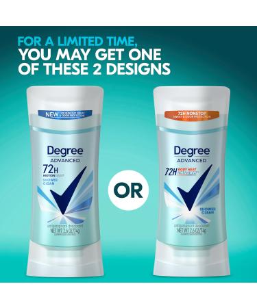Degree Advanced Protection Antiperspirant Deodorant Shower Clean for 72-Hour Sweat & Odor Control for Women with Body Heat Activated Technology 2.6 oz shower clean 2.6 Ounce (Pack of 1) - Buy Online on GoSupps.com