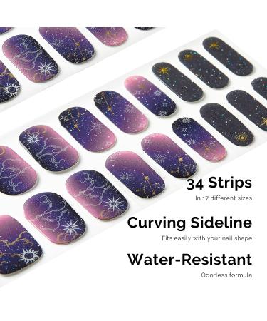 Nailog Semi Cured Gel Nail Strips - 34 Pcs Gel Nail Stickers | Buy 2 Get 1 UV Lamp | Long Lasting & Glossy Finish | Gradient Color Constellation - Buy Online on GoSupps.com