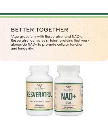 NAD Supplement (500mg of 95% Pure NAD+ Per Serving 30 Day Supply) NAD Booster Similar to Nicotinamide Riboside (Third Party Tested Manufactured in The USA Vegan Safe Non-GMO) by Double Wood - Buy Online on GoSupps.com