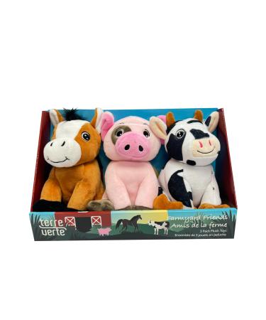 Terre Verte Farmyard Friends Dog Plush Toys Soft Washable & Durable Interactive Squeaky Toys Perfect for Small Medium & Large Breeds Ensuring Endless Entertainment 3 Pack Cute Dog Plushies