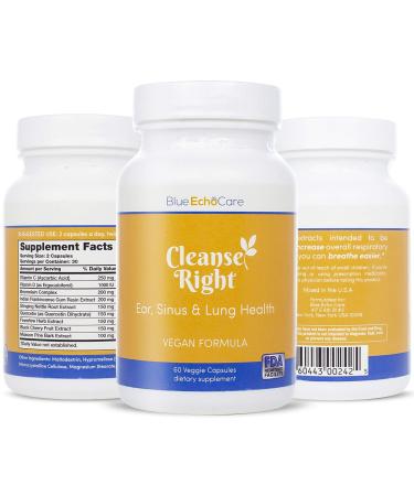 Cleanse Right Ear, Sinus and Lung Health USA Made for Allergy, Asthma Relief, Vegan, Naturopathic, Gluten Free, Non-Drowsy, NO Lanolin! 60 Capsules - Bromelain, Boswellia, Quercetin