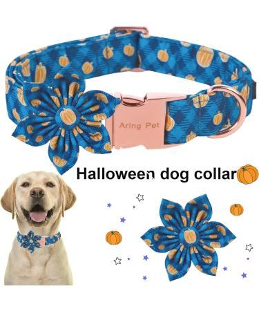 Shop Aring Pet Pumpkin Dog Ribbon - Adjustable Cotton Halloween Plaid with Flower | XL Halloween Pumpkin Accessories for Dogs - Buy Online on GoSupps.com