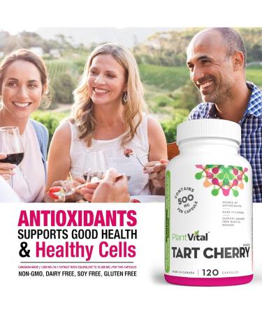 PlantVital Tart Cherry Capsules -1 000mg (two capsules) Per Day -10:1 Cherry Extract - Montmorency Tart Cherry Supplement for Antioxidants - Made in Canada - 2 Months Supply -120 Capsules 120 count (Pack of 1) - Buy Online on GoSupps.com
