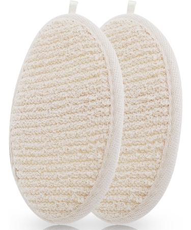 Sibba 2-Piece Natural Luffa Pads - Double-Sided Exfoliating Scrubber for Men & Women | Deep Cleansing Sponges for Body Face & Back - Buy Online on GoSupps.com