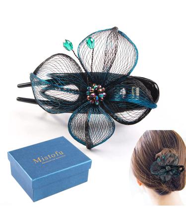 Mistofu Large Hair Barrettes Clips For Women Thick Hair  Fancy Small Wedding Hair Barrettes For Women Accessories Handmade Copper Wire BLUE