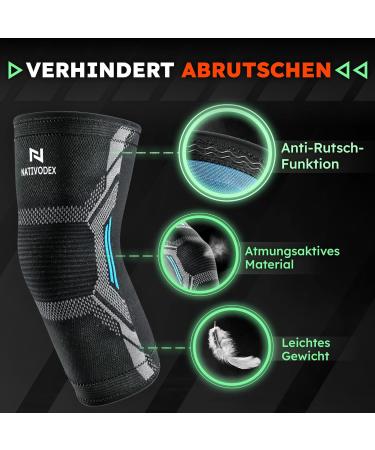 Nativodex Knee Compression Sleeve for Men & Women | Anti-Slip Sports Knee Cap for Meniscus Tear ACL Injury & Arthritis - Blue XL - Buy Online on GoSupps.com