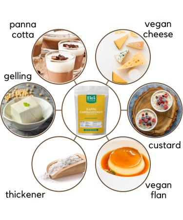 Kappa Carrageenan Powder (8.8oz / 250g) by Elo's Premium| Packaged In Canada| 100% All-Natural Vegan Thickener Stabilizer Gelling Agent| Non-GMO Vegan Non-MSG & Keto| Food Grade Kappa Carrageenan for Vegan Cheese Tofu Pudding & More - Buy Online on GoSupps.com