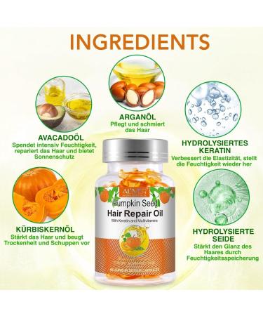 P-Beauty Hair Oil Capsules Pumpkin Seed Oil Keratin & Biotin 120 Capsules for External Use - Hair Growth - Scalp & Hair Care - Against Split Ends - Buy Online on GoSupps.com