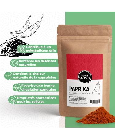 Spicy Welt Paprika Doux Moulu (1kg) Paprika en Poudre Rouge | Pour Poulet Marinade Sauce & Viande | Saveur Fruit e & Colorant Naturel | 100% Naturel Sans Additifs - Buy Online on GoSupps.com