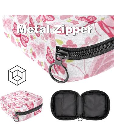 Stylish Pink Butterfly Women's Napkin Storage Bag | Floral Menstrual Cup & Bandage Organizer for First Period - Buy Online on GoSupps.com
