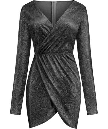 Shop Se-Grazing Women s Evening Dresses | Sexy V-Neck Sheer Foil Glitter Irregular Hem Styles - Buy Online on GoSupps.com