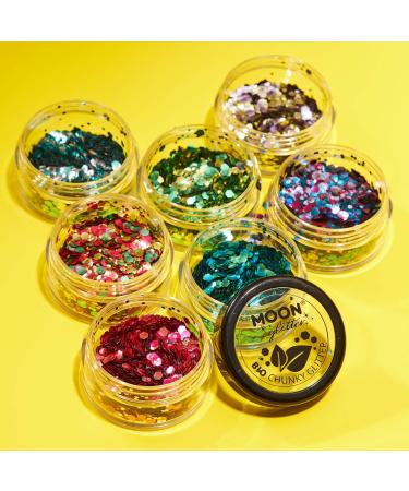 Moon Glitter Mystic Glacier Biodegradable Eco Chunky Glitter - 3g | Festival Makeup for Face, Body, Nails, Hair & Lips - Buy Online on GoSupps.com