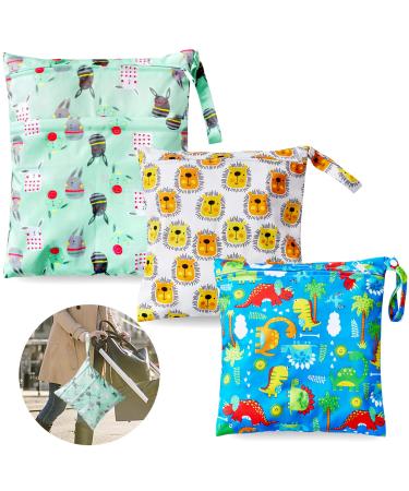 3 pieces Wetbag diaper pocket wetbag fabric diapers reusable wet bag wetbag nas bags washable wetbag organizer bags with zipper diaper bags for toddlers travel diapers (light green)