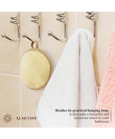Almooni Premium Egyptian Exfoliating Loofah Pad Body Scrubber - Round Shape - Natural Egyptian Shower Sponge - 2 Pack - Buy Online on GoSupps.com