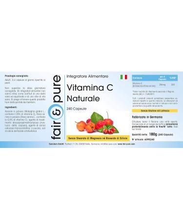 SoMatEm Fair & Pure Natural vitamin C from acerola and rosehip vegan 240 vitamin C capsules - Buy Online on GoSupps.com
