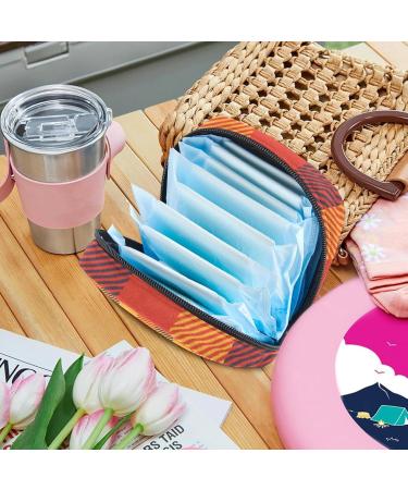 Portable Women's Menstrual Storage Bags | Cute Checkered Orange Bags for Pads Tampons & Menstrual Cups | Ideal for Teens - Buy Online on GoSupps.com
