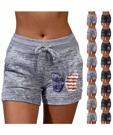Womens Girls Casual Comfy Summer Shorts Elastic Waist Sports Athletic Sweat Shorts Tracksuit Workout Y2k Shorts with Pockets A-grey Large